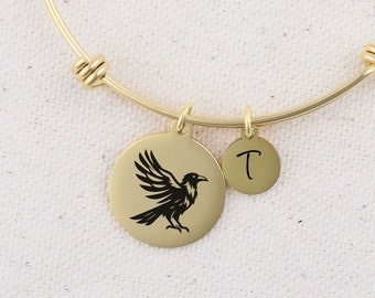 Crow Charm Bracelet,  Nature Jewelry, Raven Gift, Bird Bracelet, Raven Bracelet, Crow Jewelry with Personalized Notecard