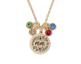 Mimi Gift: Birthstone Pendant Necklace, Personalized Jewelry