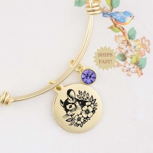 Chinchilla Jewelry, Chinchilla Bracelet, Animal Jewelry, Gift for Chinchilla Owner, Chinchilla Gifts, Cute Animal Bracelet, Birthstone