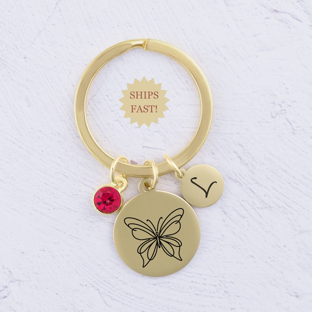 Butterfly Keychain, Gold or Silver Plate, Gift for Butterfly Lover ...