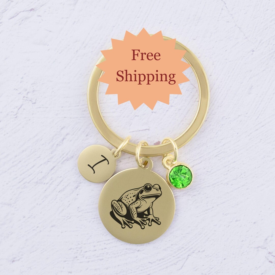 Frog Keychain, Frog Keyring, Gifts for Frog Lover, Custom Initial and ...