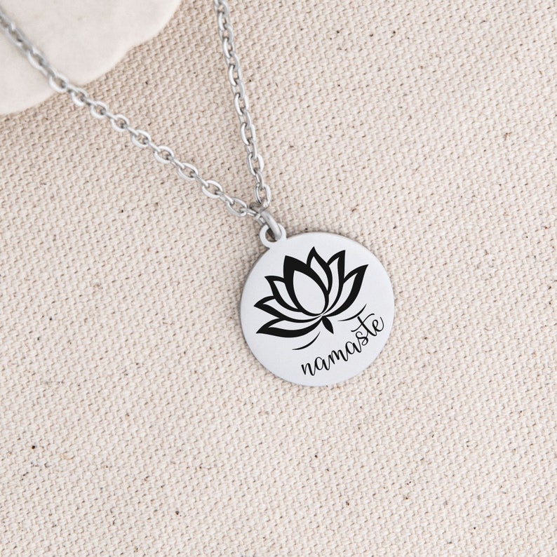 Lotus Necklace Namaste Pendant, Dainty Lotus Flower Yoga Jewelry, Gold ...