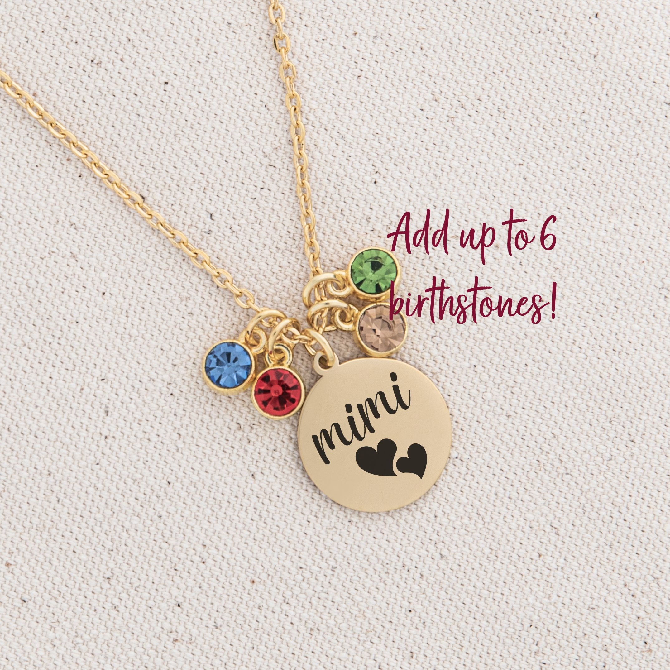 Gold Necklace Mimi Birthstone Necklace Grandma Birthstone Necklace