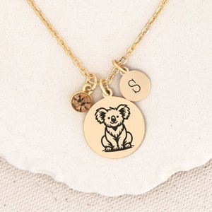 Koala Necklace Gift for Koala Bear Lover, Gold or Silver Custom Options, Wildlife Jewelry,  Spirit Animal, Whimsicore