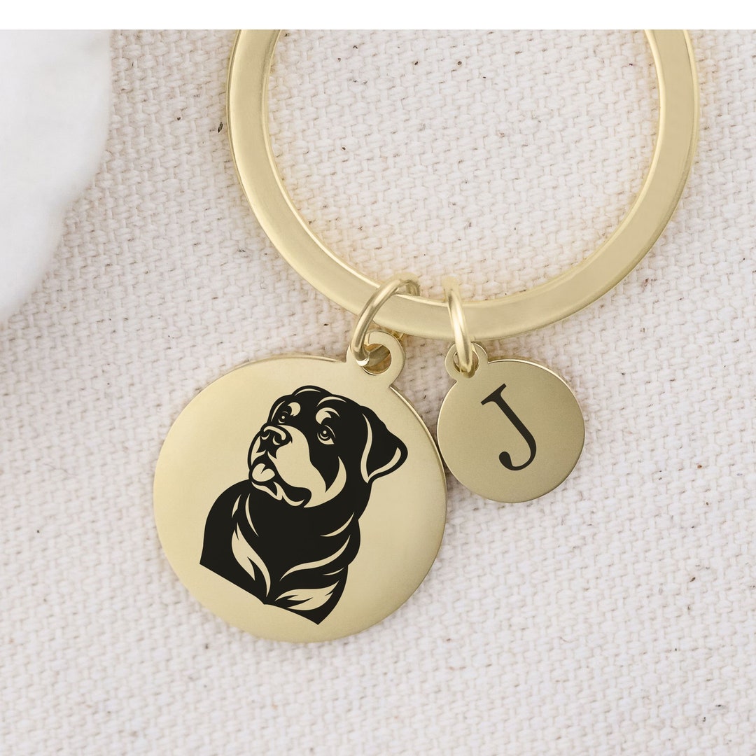 Rottweiler Keychain, Rottie Dog Dad Key Ring, Dog Lover Gift