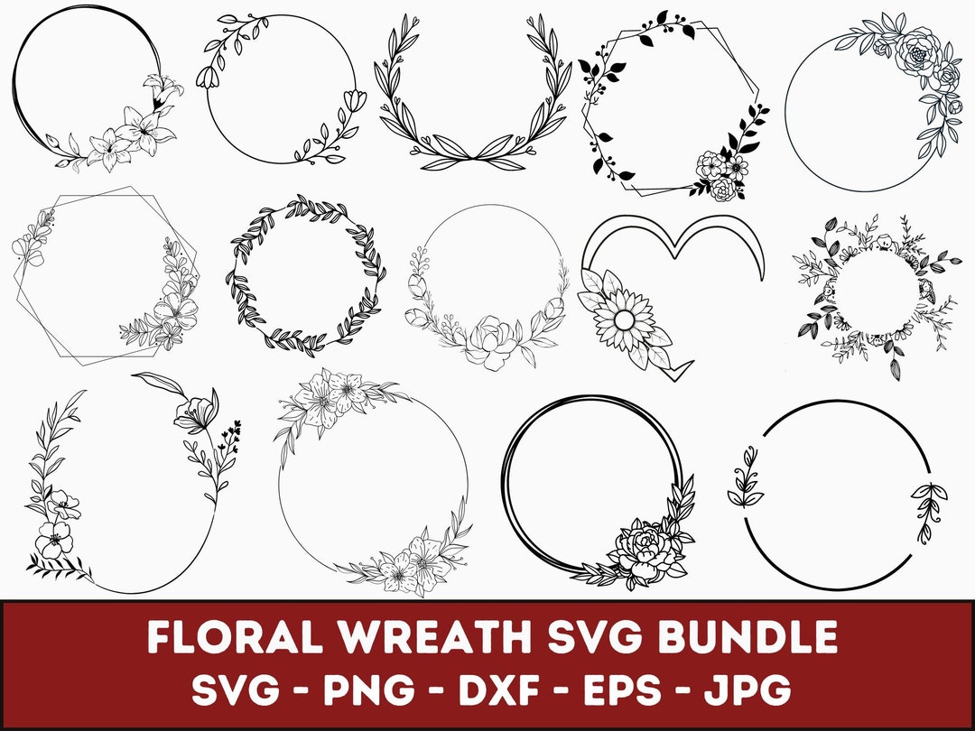 FLORAL WREATH SVG Bundle Circle Frame Svg Botanical Frame Wedding ...