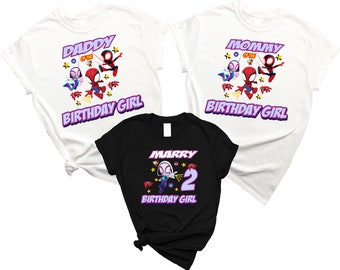 Spidy Birthday Girl Cotton Shirt, Spider Ghost Family Matching Tee