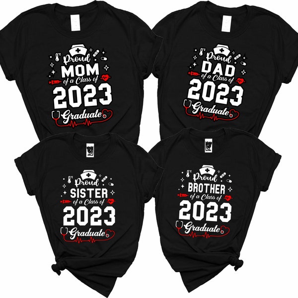 Graduation Class of 2023 Nurse Doctor Proud Dad, Mom All family variation custom name Senior 2023 Graduate Tee T-Shirt