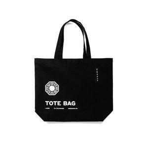 Large Tote Bag - Black Canvas - Dharma Initiative - LOST