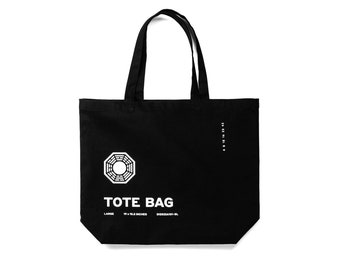 Large Tote Bag - Black Canvas - Dharma Initiative - LOST