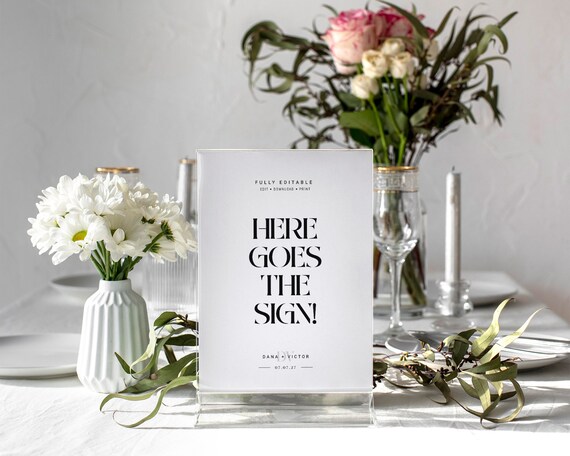 Custom Table Top Sign Template Minimalist Wedding Sign - Etsy