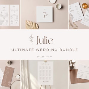 Wedding Bundle Template, Boho Wedding Stationery, Large Minimalist Wedding Kit, Printable Wedding Set, Instant Download, Templett, #1