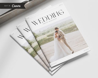 Plantilla de revista de fotos de boda de 50 páginas Canva, diseño de álbum de boda, plantilla de libro de boda, fotolibro, plantilla de revista digital