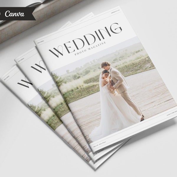 50 Pages Wedding Photo Magazine Template Canva, Wedding Album Design, Wedding Book Template, Photobook, Digital Magazine Template