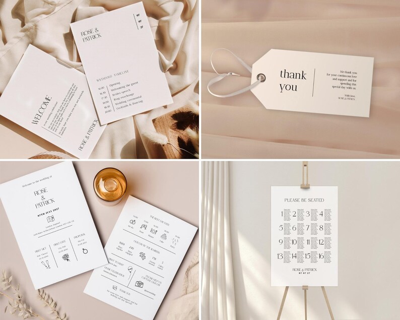 Wedding Bundle Template Modern Wedding Stationery Large Etsy