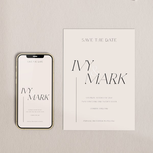 Save The Date Template, Electronic Save The Date, iPhone Invitation, Smartphone Invite, Digital Download, Instant Download, Templett, #6