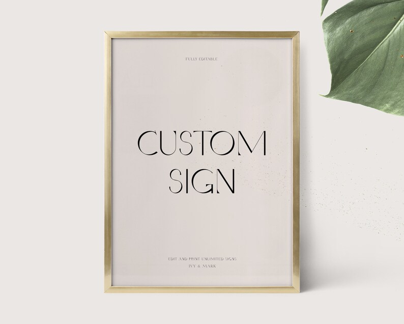 Custom Table Top Sign Template Modern Wedding Sign Editable Etsy