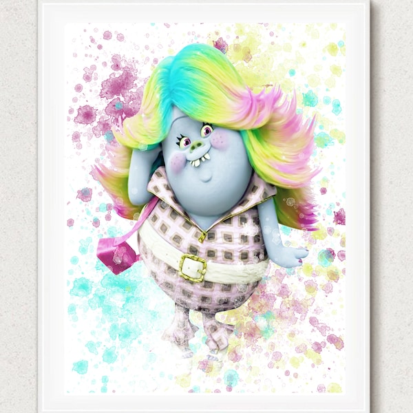 Lady Glitter Sparkles, Trolls Bridget, Bridget Art, Bridget Decor, Disney imprimible, Trolls imprimible, Trolls Baby Shower, Cumpleaños de Trolls