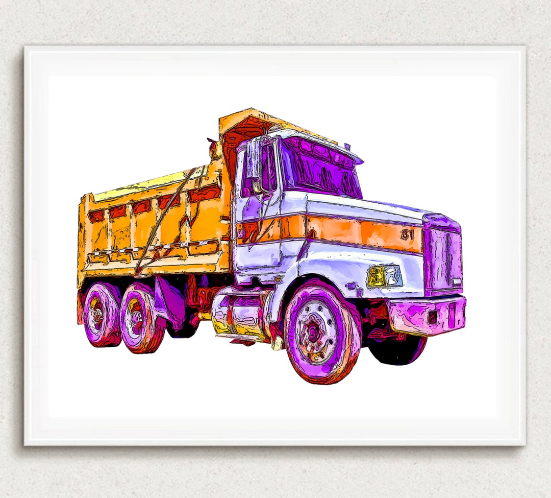 Dump Truck Print, Dump Truck Art, Dump Truck Decor, Kids Room Print