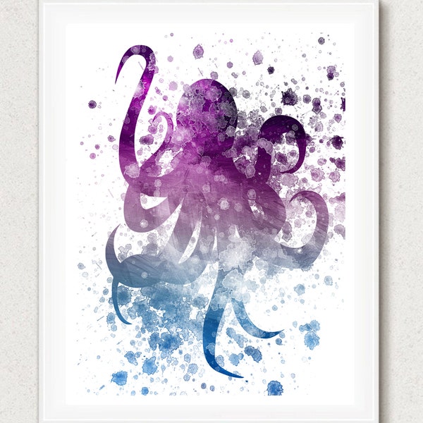 Octopus Print, Octopus Art, Octopus Decor, Bathroom Print, Bathroom Art, Octopus Gift, Octopus Poster, Bathroom Decor, Wildlife Art