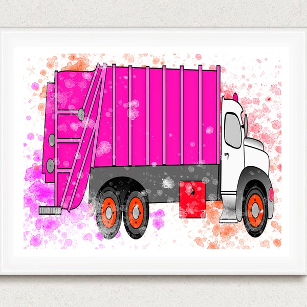Garbage Truck Print, Garbage Truck Art, Garbage Truck Decor, Kids Room Print, Kids Room Art, Truck Print, Truck Poster, Truck Decor