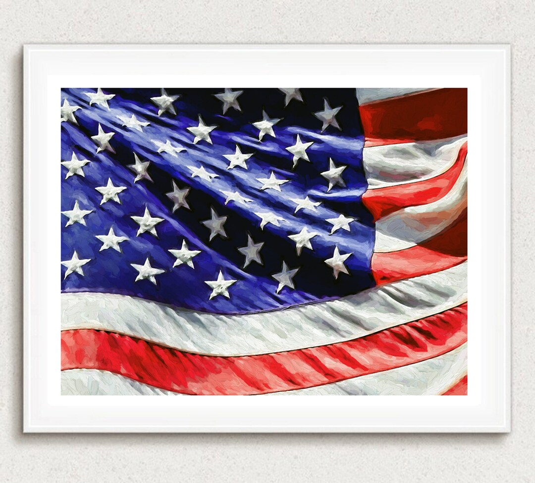American Flag Flag Print Flag Decor Flag Poster Flag Art Etsy