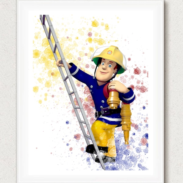 Feuerwehrmann Druck, Feuerwehrmann Kunst, Feuerwehrmann Poster, Feuerwehrmann Dekor, Schlafzimmer Druck, Geburtstag Dekor, Kinderzimmer Dekor, Feuerwehrmann Geschenk, Büro Druck