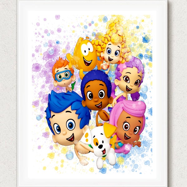 Bubble Guppies, Bubble Guppies Decor, Bubble Guppies Poster, Nursery Poster, Bubble Guppies Art, Kids Room Wall, Play Room Decor