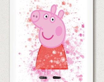 Peppa Pig, impression Peppa Pig, affiche Peppa Pig, affiche pour chambre de bébé, oeuvre d'art pour chambre de bébé, mur de chambre d'enfant, décoration Peppa Pig, décoration de chambre d'enfant, décoration de chambre d'enfant