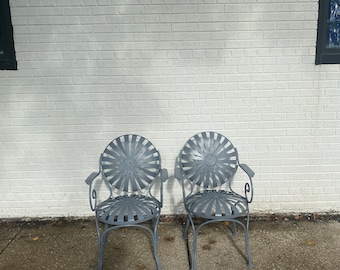 Francois Carre Garden Sunburst Arm Chair a pair