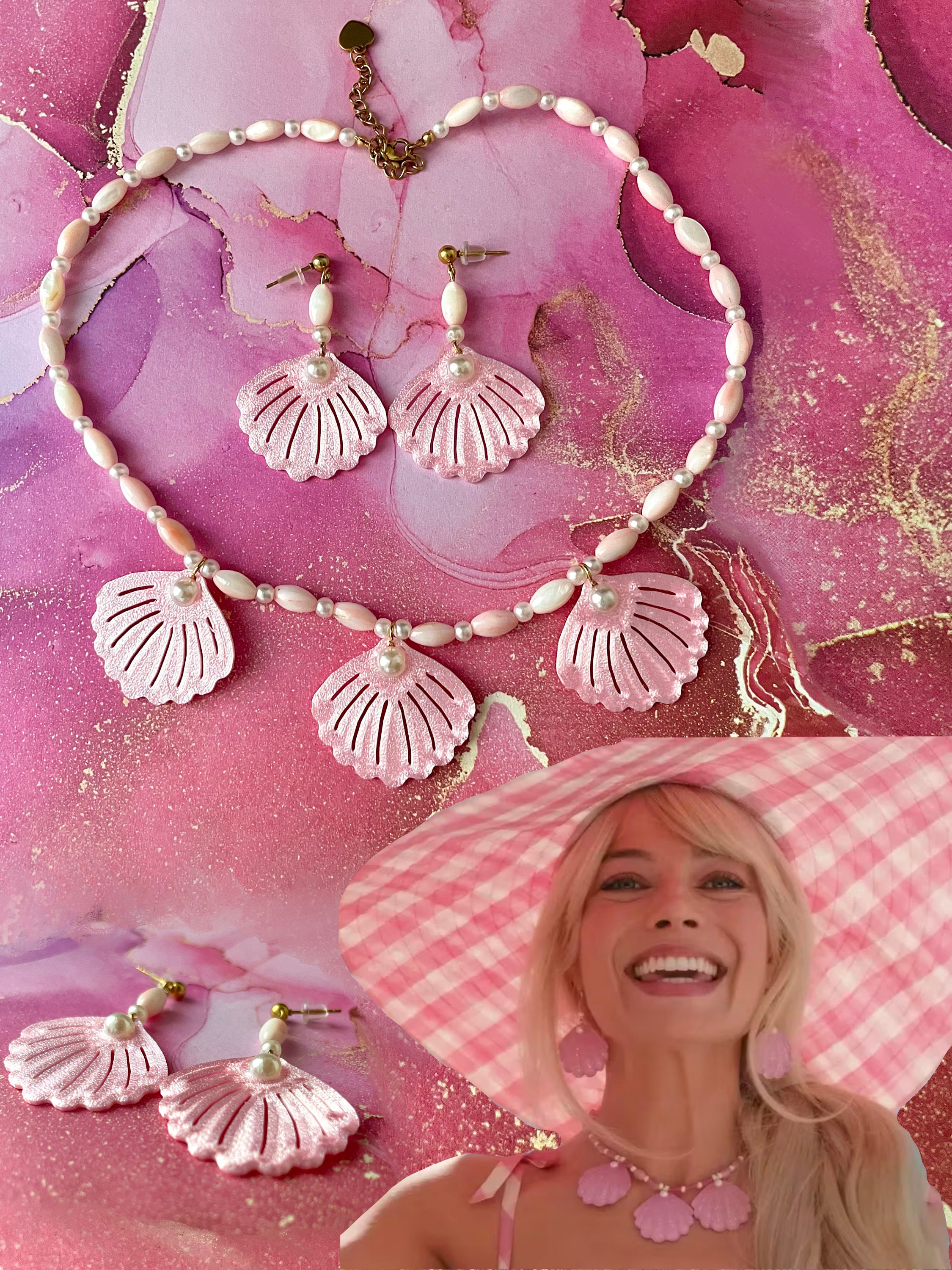 Barbie Movie Pink Shells Necklace Etsy