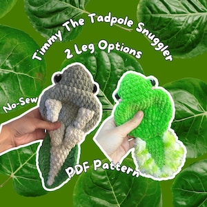 Timmy the Tadpole Snuggler Crochet Pattern, No-Sew Frog Plushie Toy, Baby Safe (PDF Pattern)
