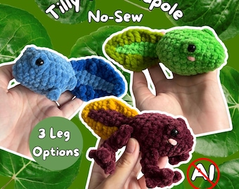 Tilly the Tadpole Crochet Pattern, No-Sew Frog Plushie Toy (PDF Pattern)