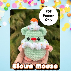 Clown Mouse CROCHET PATTERN, Beginner Friendly, Crochet plushie/toy