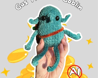 Gus the Loot Goblin CROCHET PATTERN (No-Sew Body), Crochet plushie/toy