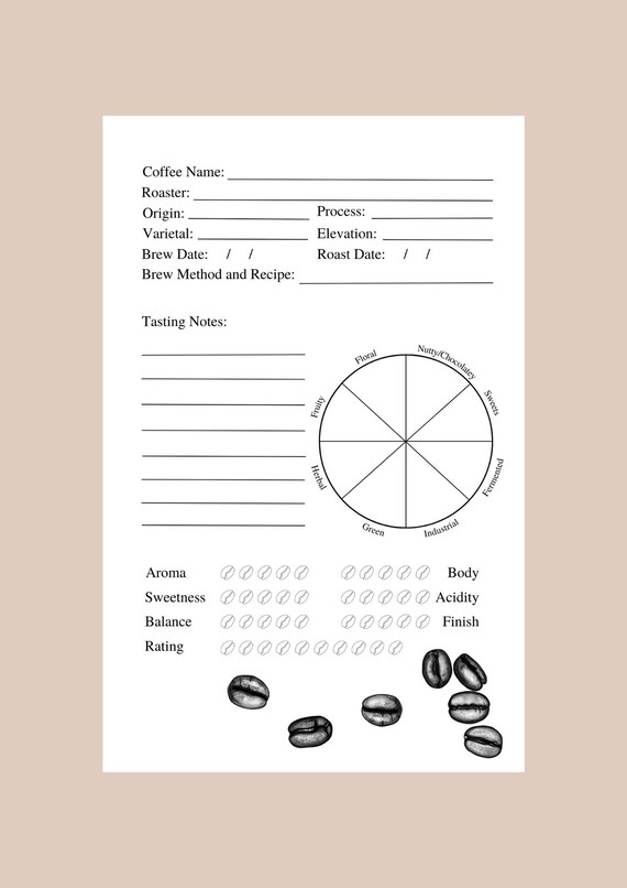Coffee Tasting Journal Download, Coffee Taster, Specialty Coffee, Coffee Lover Gift, Coffee Art, Journal Download
