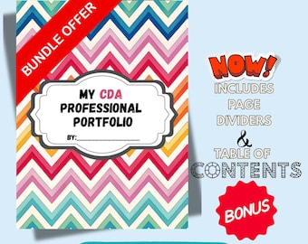 CDA Professional Portfolio Binder Cover BUNDLE + Dividers Digital Download- Printable