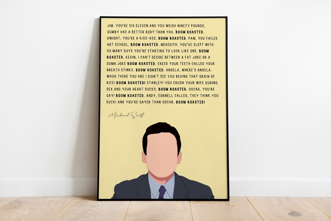 Boom Roasted Print, the Office Boom Roasted, Michael Scott Boom Roasted