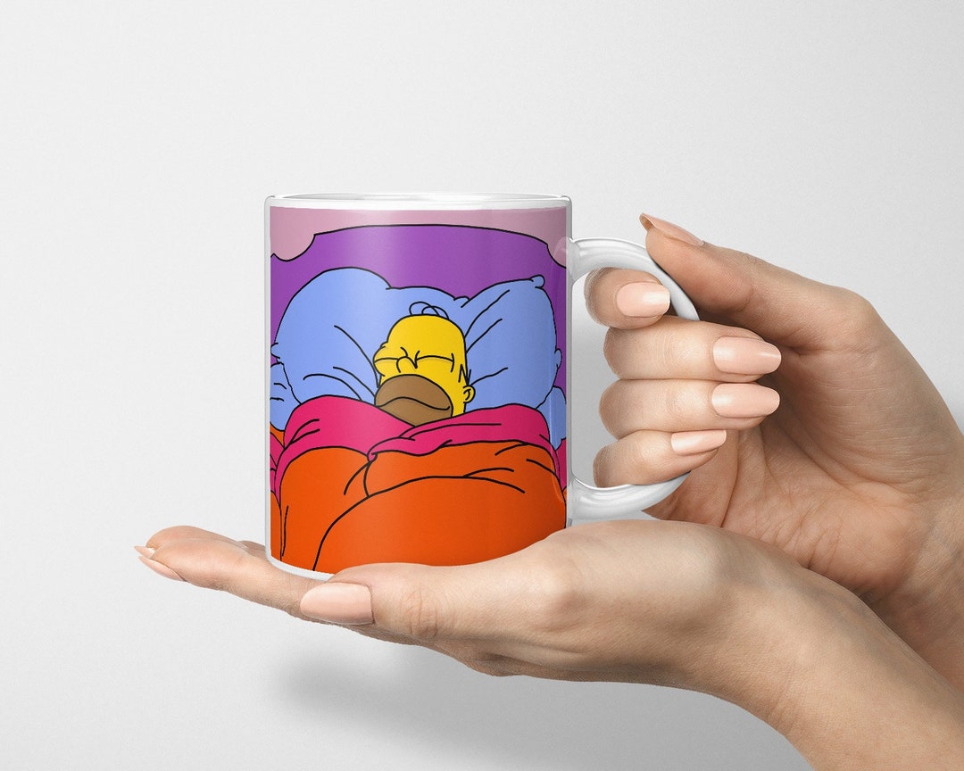 Homer Cozy in Bed Mug Homer Big Toasty Cinnamon Bun Meme Etsy