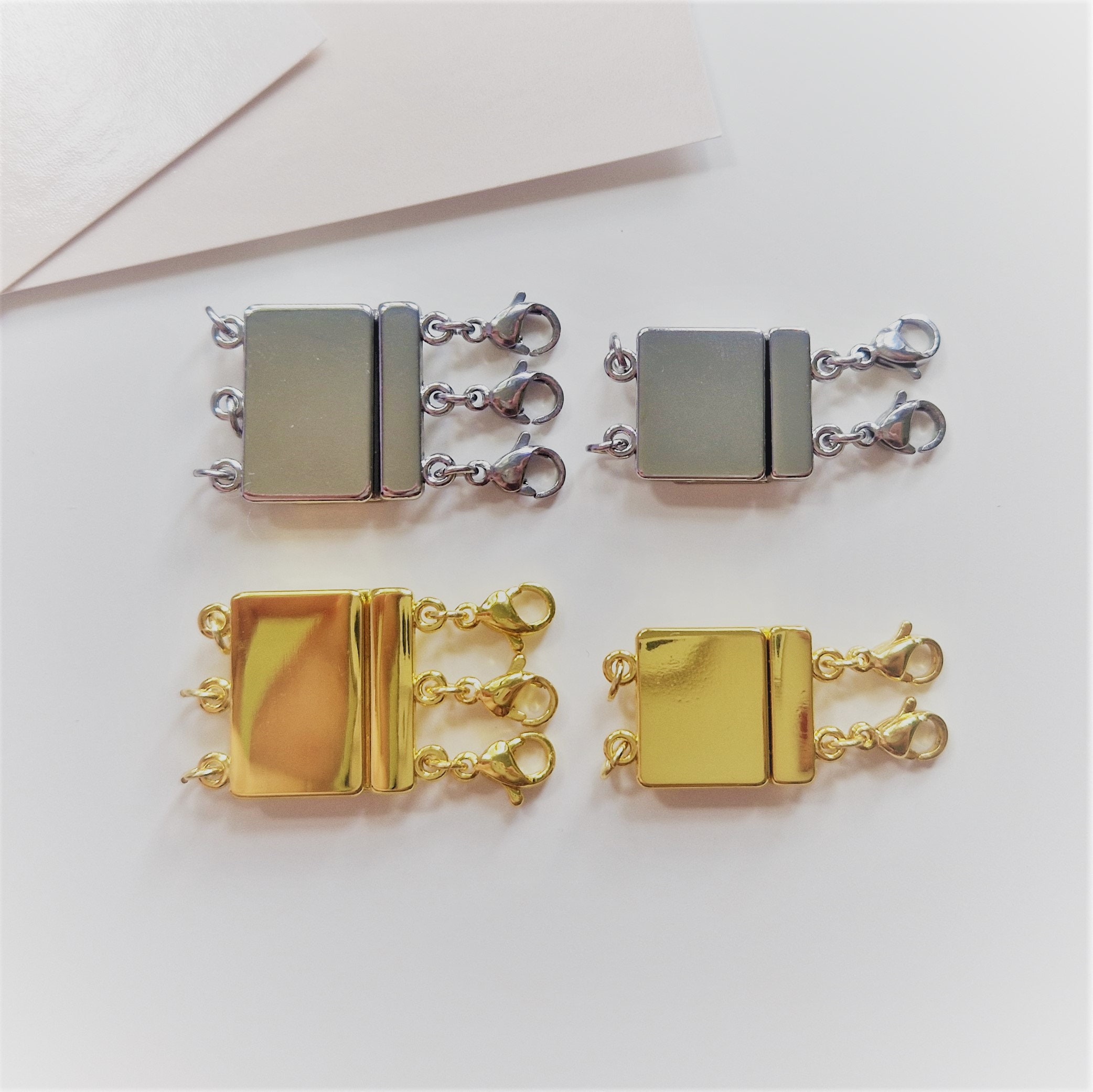 5Pcs Layered Necklace Spacer Clasp, Magnetic Slide Clasp Lock Necklace  Connector Multi Strands Slide Tube Clasps