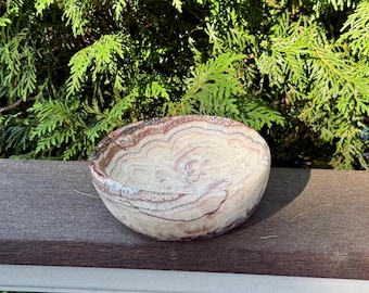 Pink Agate Crystal Bowl | Hand Carved Stone Bowl | Decorative Jewelry Dish | Luxury Home Decor