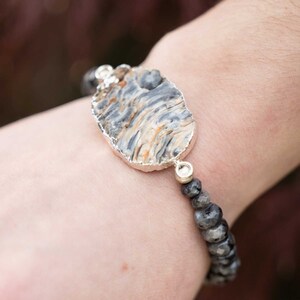 Unisex Labradorite Bracelet with Druzy Quartz Stone