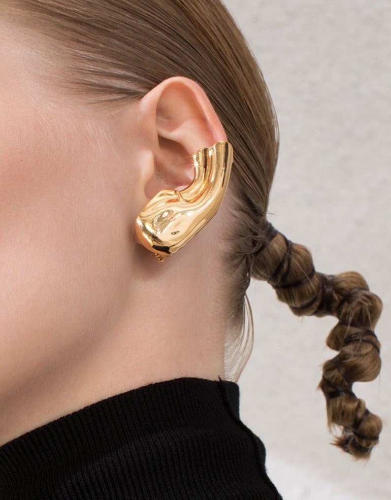 GOLD EAR CUFF Cuff Wrap Earrings Minimalist Irregular Clip Etsy
