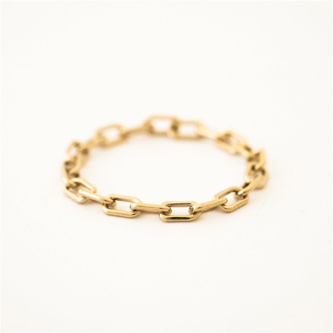 Chain Link Rings 14K Gold Rings Simple Rings for Women Tiny - Etsy