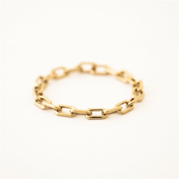 Chain Link Rings 14K Gold Rings Simple Rings for Women Tiny - Etsy