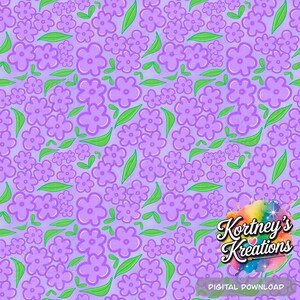 Lilac Floral Seamless Pattern: Watercolor Style (PNG Digital Paper Download)