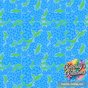 Lilac Floral Seamless Pattern: Blue Watercolor PNG Digital Paper