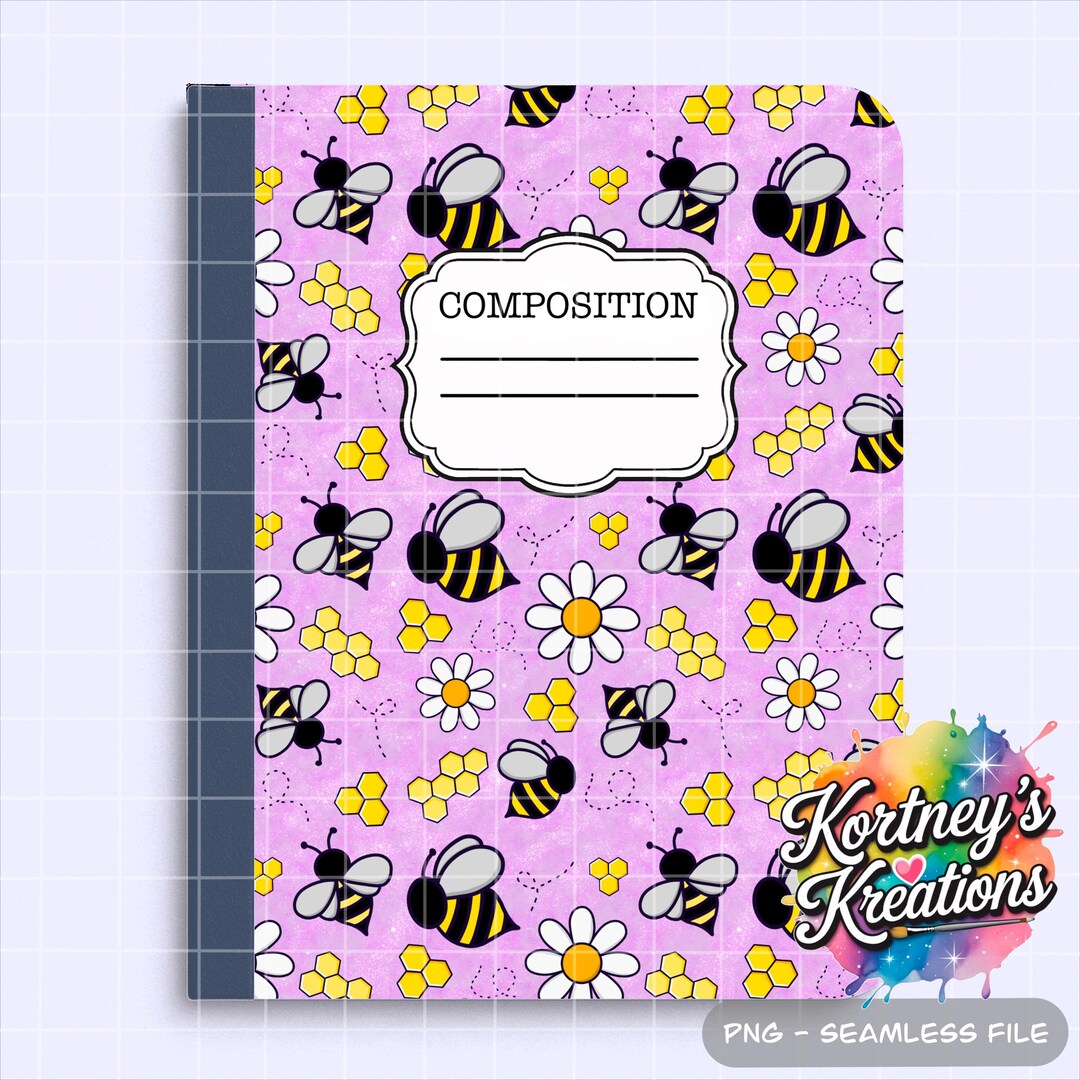 Pink Bees Notebook Cover: School Composition Book PNG (digital Download ...