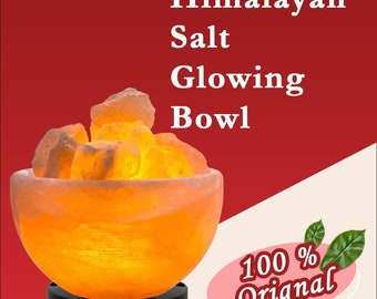 Fire Bowl with Salt Chunks, Himalayan Pink Rock Crystal Salt Lamp 100 % pure Quality Product