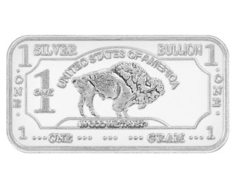 50x 1 Gram Silver Buffalo Bar .999 Fine